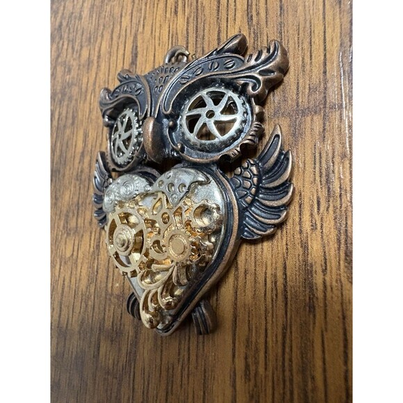 Steampunk Owl Zipper Pull Keychain Purse Charm Or Necklace Pendant - Picture 3 of 6